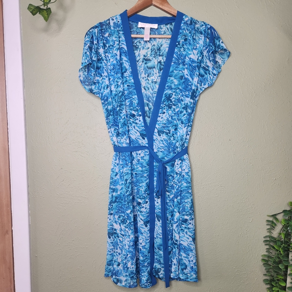 Oscar de la Renta Pink Label Wrap Robe Small Semi Sheer Resortwear Loungewear